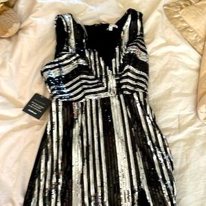 Sequence black and white dress
